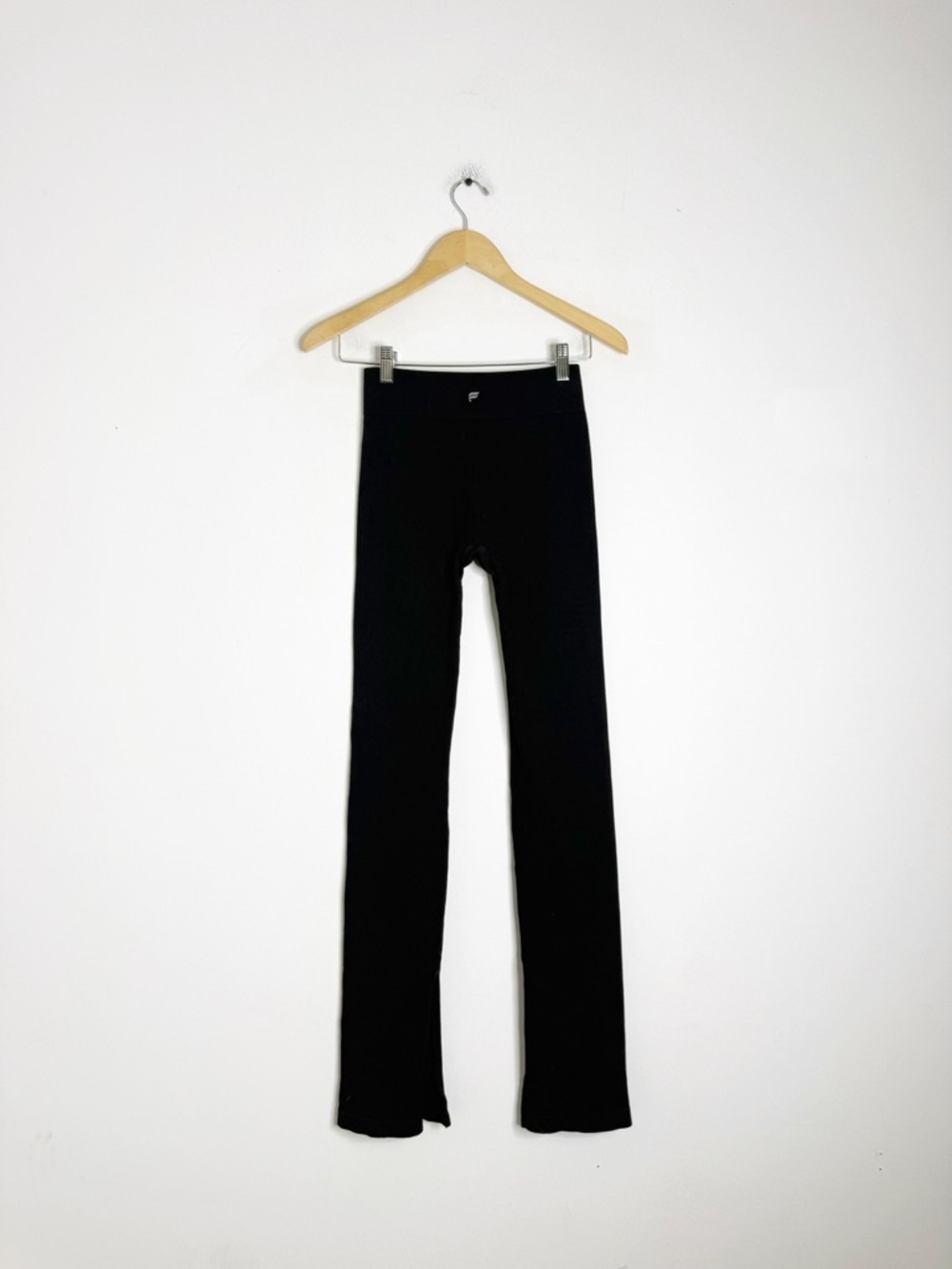 Fabletics Ribbed Black Split Hem Leggings Size Small High Rise Stretch - Picture 2 of 7